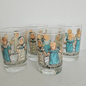 Cute Vintage Holly Hobbie Prairie Girls kids Drinking Glasses, set of 4 5oz.